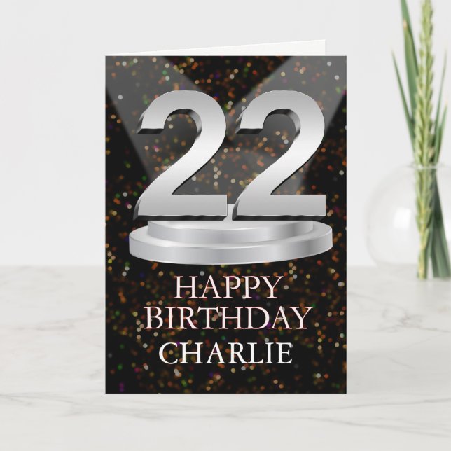 22nd Birthday Spotlights Add A Name Card (Front)