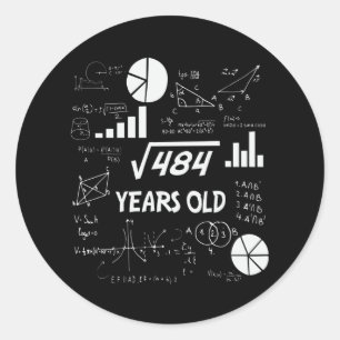 22nd Birthday Square Root Math 22 Years Old Bday Classic Round Sticker