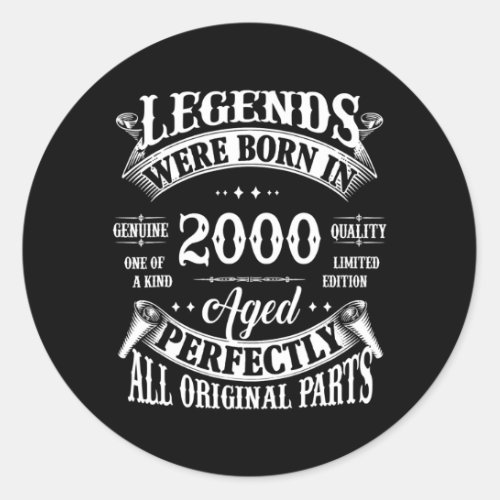 22nd Birthday Tee Vintage Legends Born In 2000 22 Classic Round Sticker