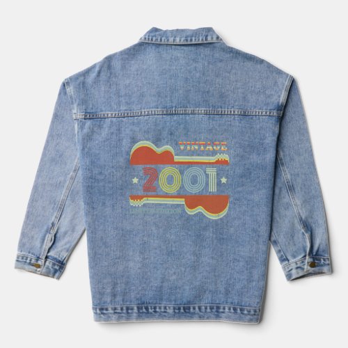 22nd Birthday Vintage Guitar  Retro 2001 Decoratio Denim Jacket