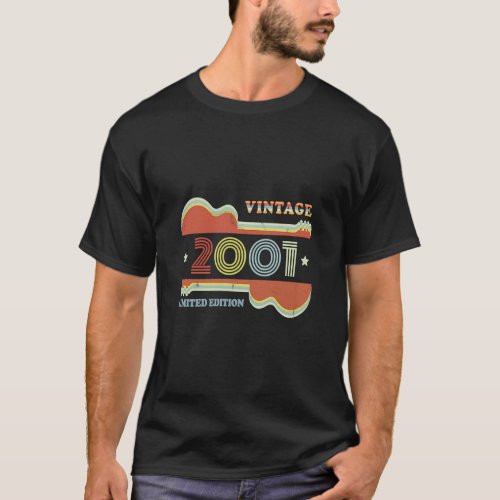 22nd Birthday Vintage Guitar  Retro 2001 Decoratio T_Shirt