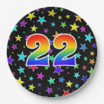 [ Thumbnail: 22nd Event: Bold, Fun, Colorful Rainbow 22 Paper Plates ]