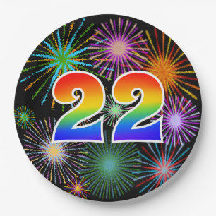22nd Event - Fun, Colorful, Bold, Rainbow 22 Paper Plates