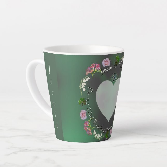 22nd Floral Wedding Anniversary Mug (Left Angle)