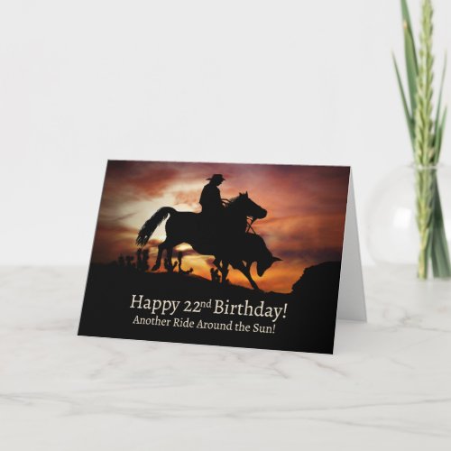 22nd Happy Birthday Country Western Cowboy Card