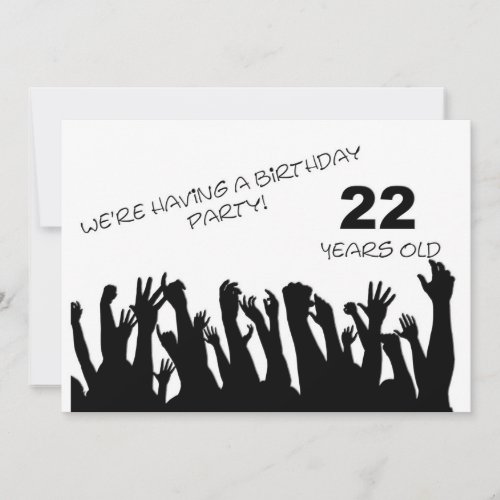 22nd party invitation with cheering crowds