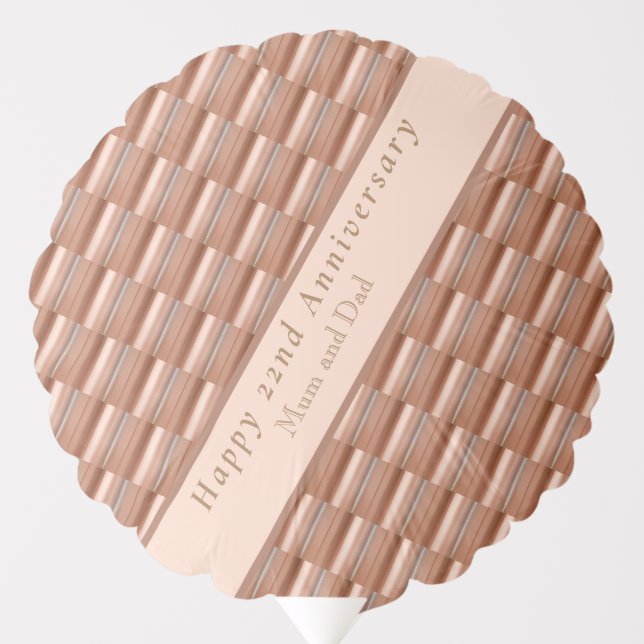 22nd Wedding Anniversary Copper  Balloon (Front)