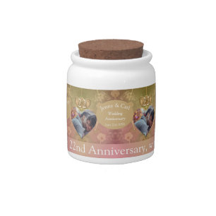 22nd Wedding Anniversary Coppery Candy Jar