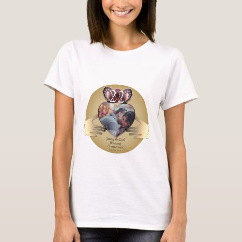 22nd Wedding Anniversary Coppery Claddaugh Photo  T_Shirt