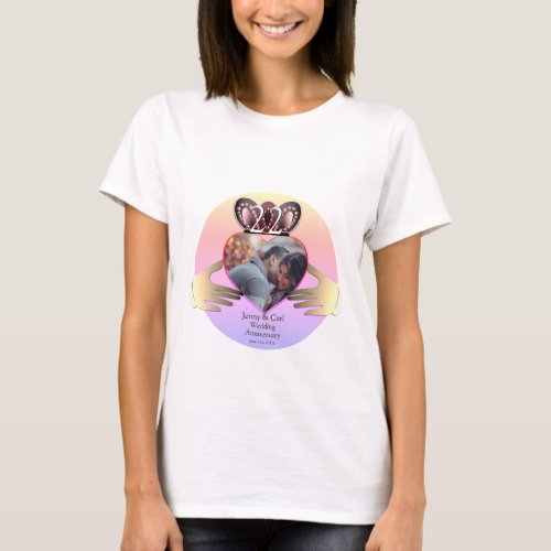 22nd Wedding Anniversary Coppery Claddaugh Photo   T_Shirt