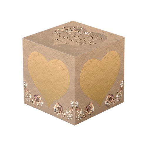 22nd Wedding Anniversary Coppery Cube