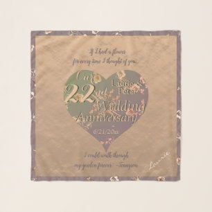 22nd Wedding Anniversary Coppery Heart Rose Scarf