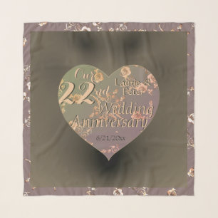 22nd Wedding Anniversary Coppery Heart Rose Scarf