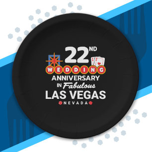 22nd Wedding Anniversary Couples Las Vegas Trip Paper Plates