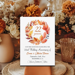 22nd Wedding Anniversary Elegant Fall Floral Save The Date