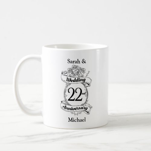 22nd Wedding Anniversary Flowers Coffee Mug