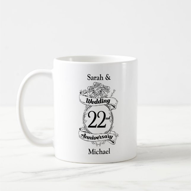 22nd Wedding Anniversary Flowers Coffee Mug (Left)