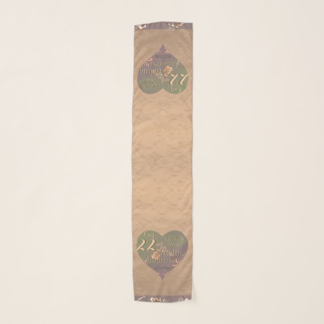 22nd Wedding Anniversary Heart Rose  Scarf (Front)