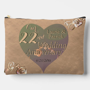 22nd Wedding Anniversary Heart Rose  Scarf Accessory Pouch
