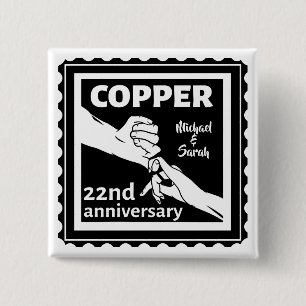 22nd wedding anniversary holding hands button