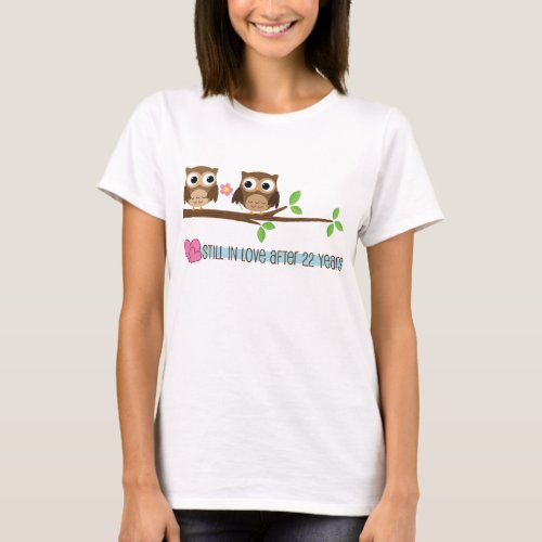 22nd Wedding Anniversary Owls T_Shirt