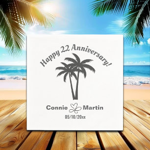22nd Wedding Anniversary Palm Trees Napkins