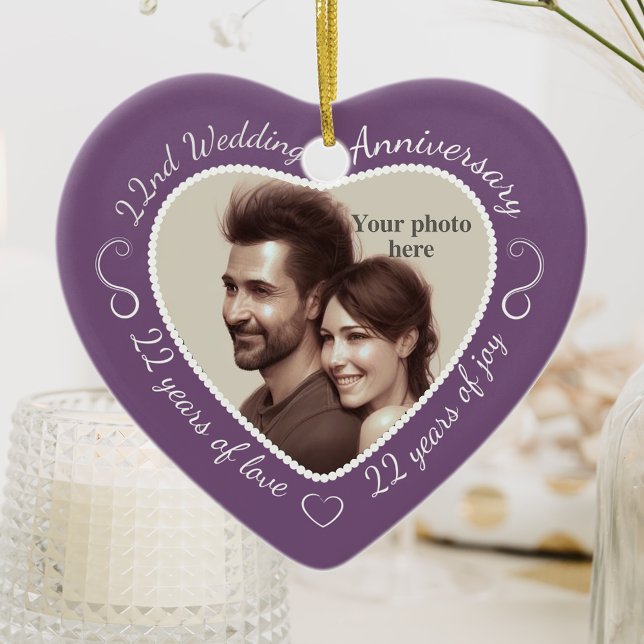22nd Wedding Anniversary Photo Ceramic Ornament (Creator Uploaded)