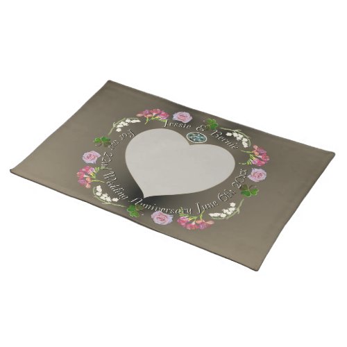 22nd Wedding Anniversary Photo Floral  Cloth Placemat