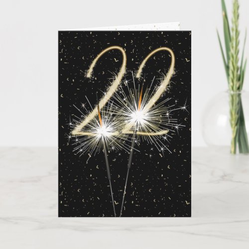 22nd wedding anniversary sparklers card