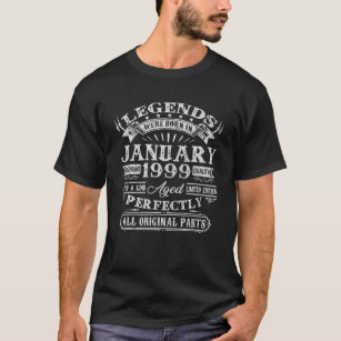 22th Birthday Gifts Legends Were Born In January 1 T-Shirt