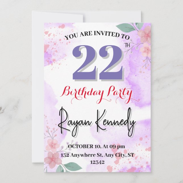 22th Birthday Invitation (Front)
