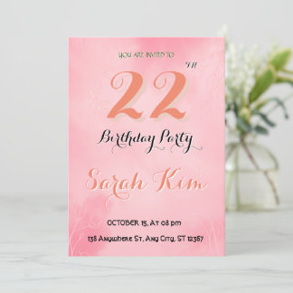 22th Birthday Invitation