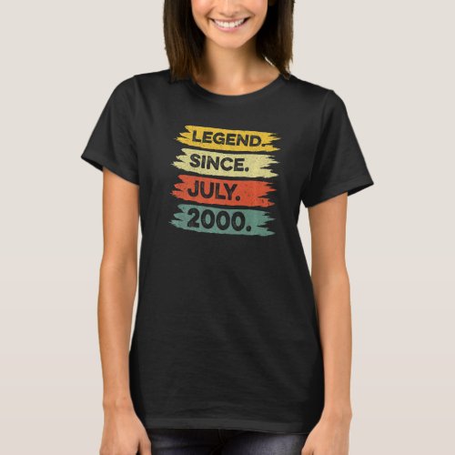 22th Birthday Retro Vintage Legend Since July 2000 T_Shirt