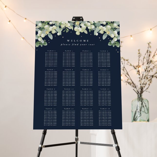 22x28" 16 Tables of 10 Wedding Seating Chart Foam Board (In Situ (Stand))