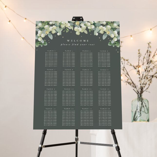22x28" 16 Tables of 10 Wedding Seating Chart Foam Board (In Situ (Stand))