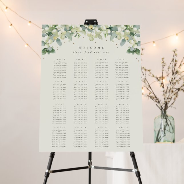 22x28" 16 Tables of 10 Wedding Seating Chart Foam Board (In Situ (Stand))