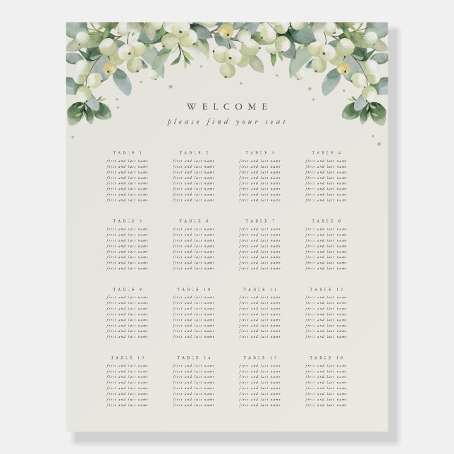 22x28" 16 Tables of 8 Wedding Seating Chart Foam Board (Front)