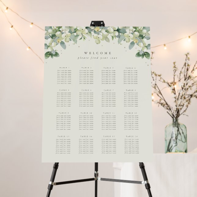 22x28" 16 Tables of 8 Wedding Seating Chart Foam Board (In Situ (Stand))