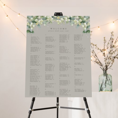 22x28 Alphabetical Seating Chart for 150 People Foam Board