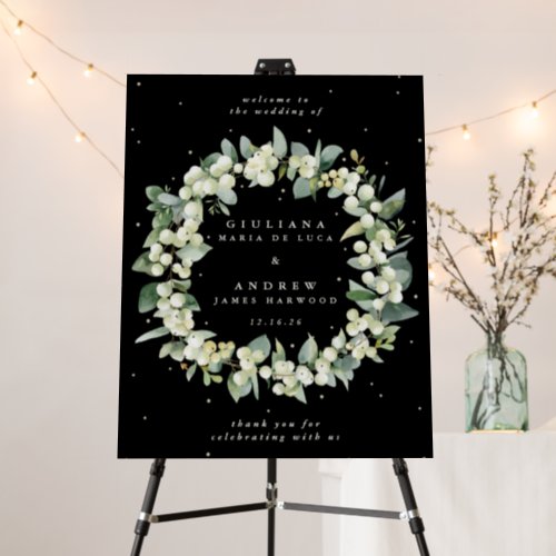 22x28 Black SnowberryEucalyptus Wedding Welcome Foam Board