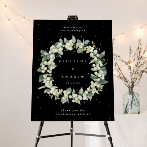 22x28 Black SnowberryEucalyptus Wedding Welcome Foam Board