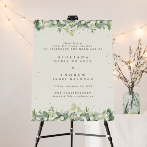 22x28 Cream SnowberryEucalyptus Wedding Event Foam Board