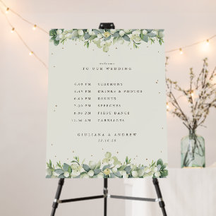 22x28" Cream Snowberry+Eucalyptus Wedding Schedule Foam Board