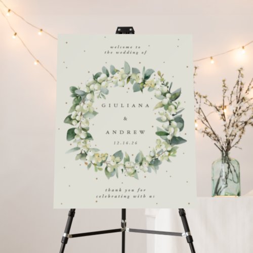 22x28 Cream SnowberryEucalyptus Wedding Welcome Foam Board