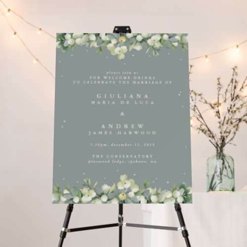 22x28 Green SnowberryEucalyptus Wedding Event Foam Board
