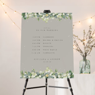 22x28 Greige Snowberry+Eucalyptus Wedding Schedule Foam Board