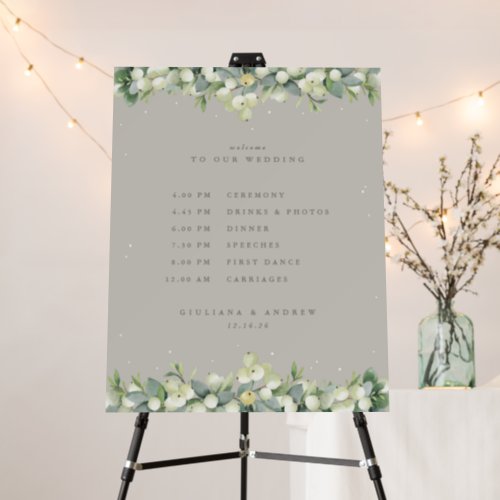 22x28 Greige SnowberryEucalyptus Wedding Schedule Foam Board