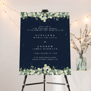 22x28" Navy Snowberry+Eucalyptus Wedding Event Foam Board
