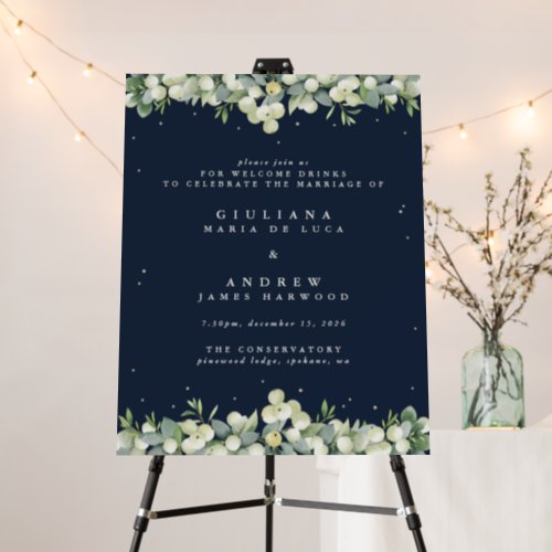 22x28 Navy SnowberryEucalyptus Wedding Event Foam Board