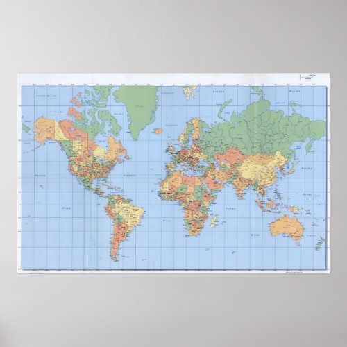 22x34 World Maps Printed Map Poster